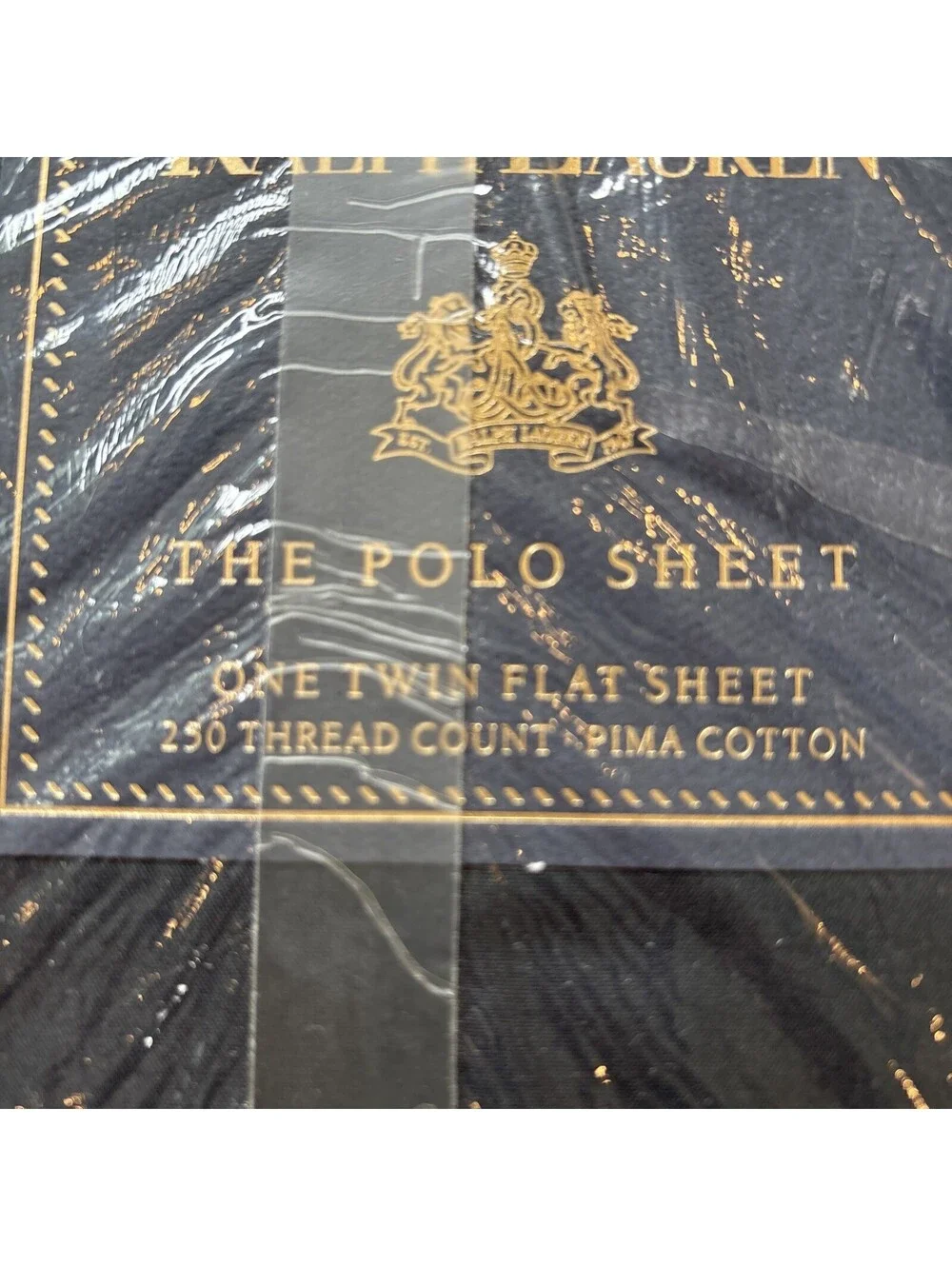 VINTAGE Ralph Lauren The Polo Sheet 250 Count Flat Sheet Twin Black Pima Cotton